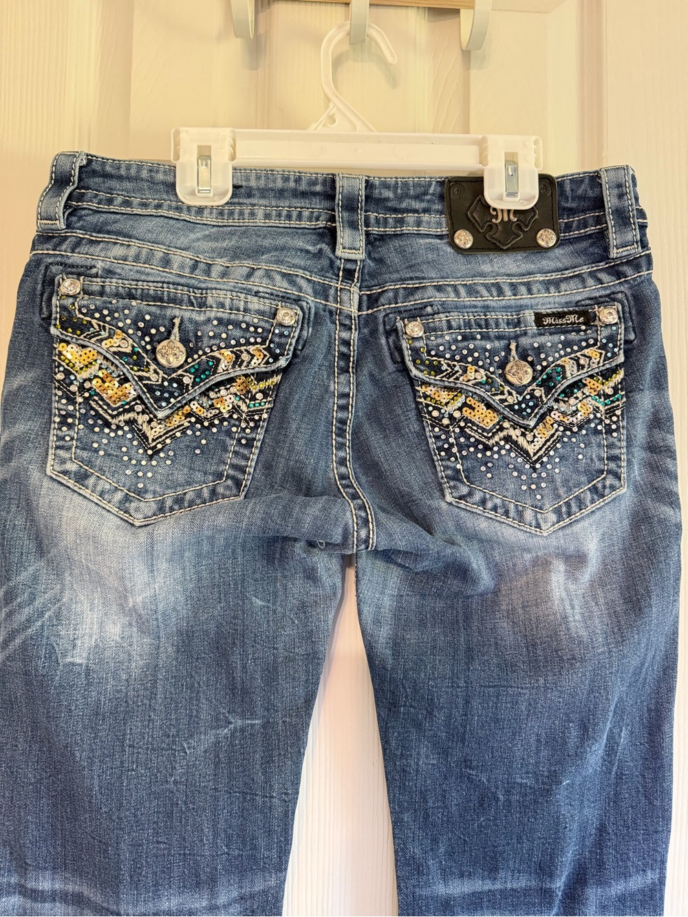 Miss Me Y2K Bling Rhinestone Bootcut Jeans 29 Low Rise  Western Glam McBling - Picture 4 of 15